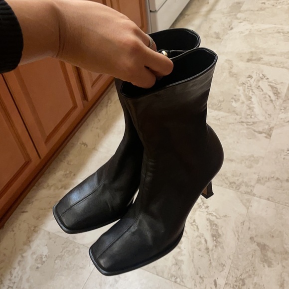 Zara black heeled ankle boots size 8 red. 2118/810 - Picture 9 of 10